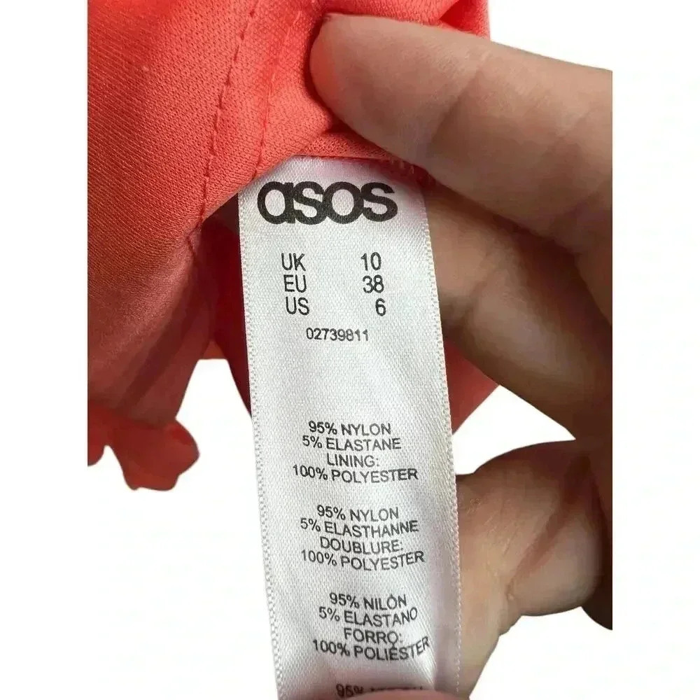 Asos Maternity Mesh Keyhole Dress Peach/Orange Size 6 - Picture 7 of 14